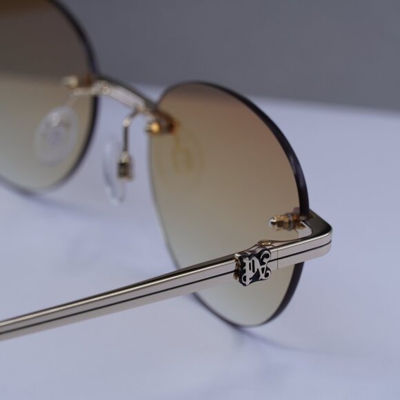 Palm Angels PERI10H CRYSTAL 7622 Oval Sunglasses - Gold/Orange Gradient - Picture 9 of 10